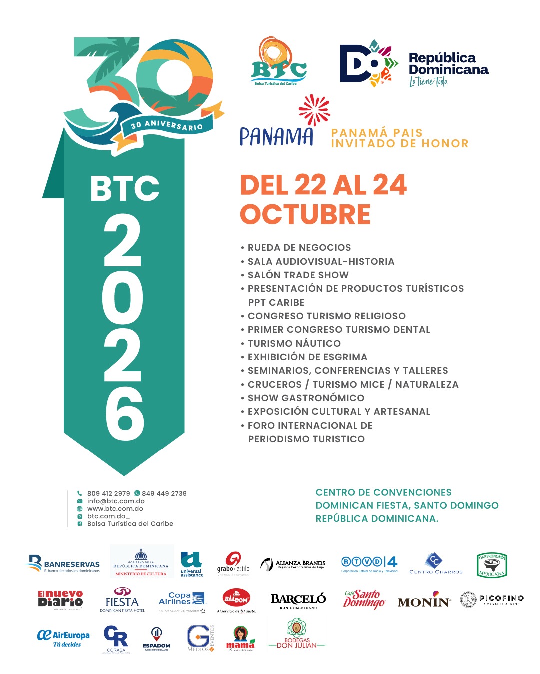 Flyer oficial de la Bolsa Turística del Caribe 2026