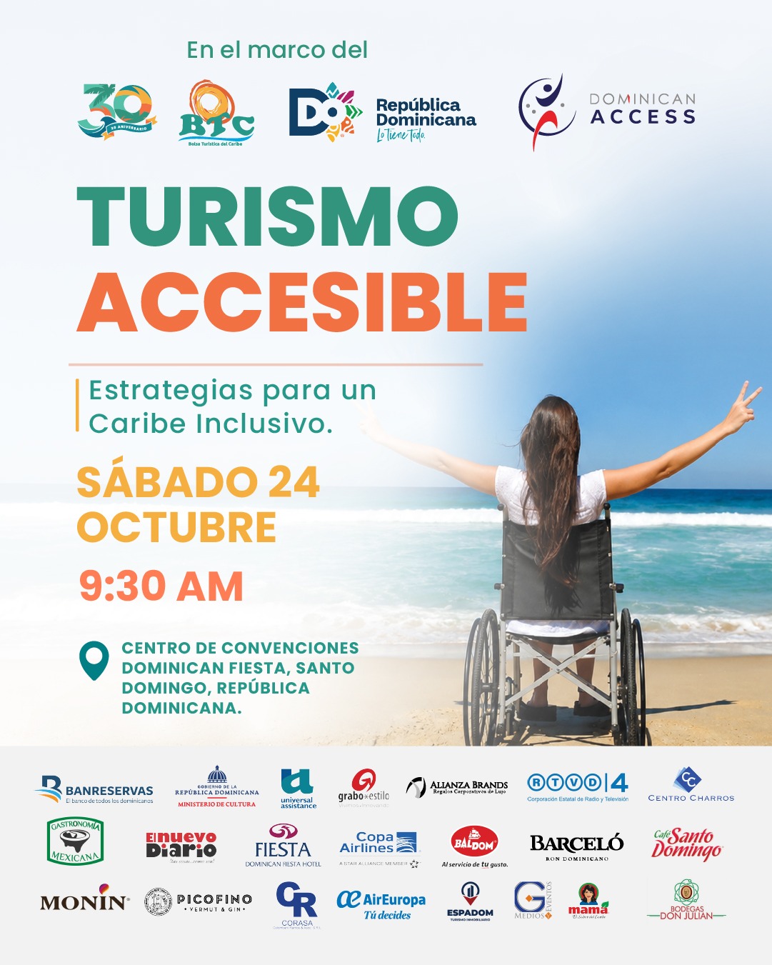 Flyer oficial: Turismo accesible: estrategias para un Caribe inclusivo